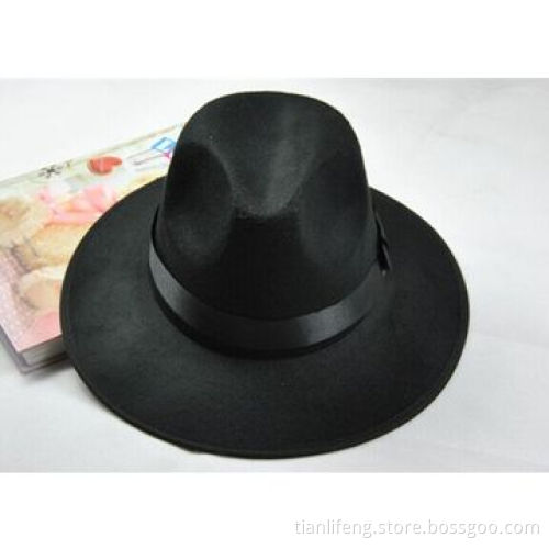 Cool, Wide Brimmed Fedoras, Autumn, Winter, Black Men Woolen Cap, Unisex Dance CapNew